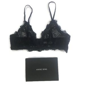 Anine Bing Lace Bra with Trim - Black